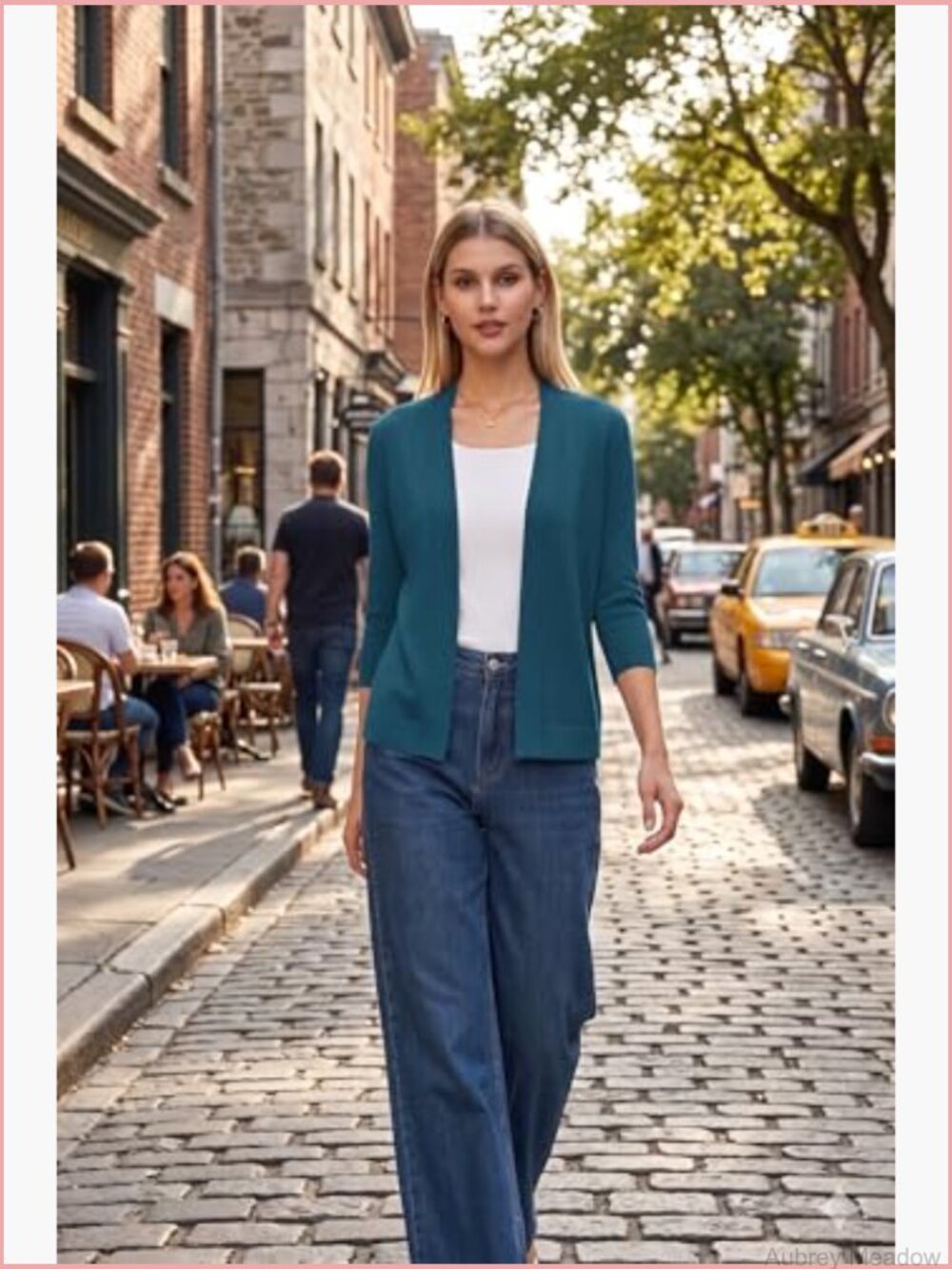3/4 Sleeve Open Front Cropped Cardigan Sweater Elegant Shrug Layer - Picture 6 of 7